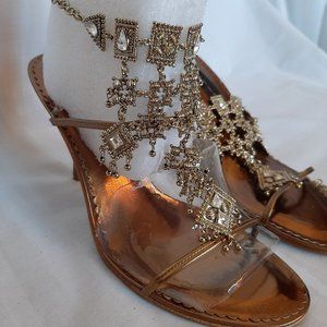 Valerie Stevens Gold & Bronze Sandal with Crystals